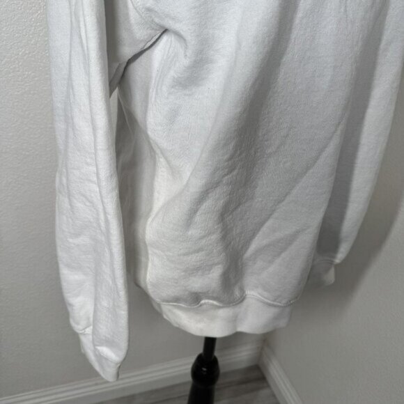 Womens White Gildan Heavy Blend Crew Neck Sweatshirt Size‎ M - Picture 2 of 5